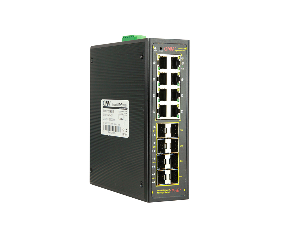 Conmutador PoE industrial gestionado L2 de 16 puertos Gigabit
