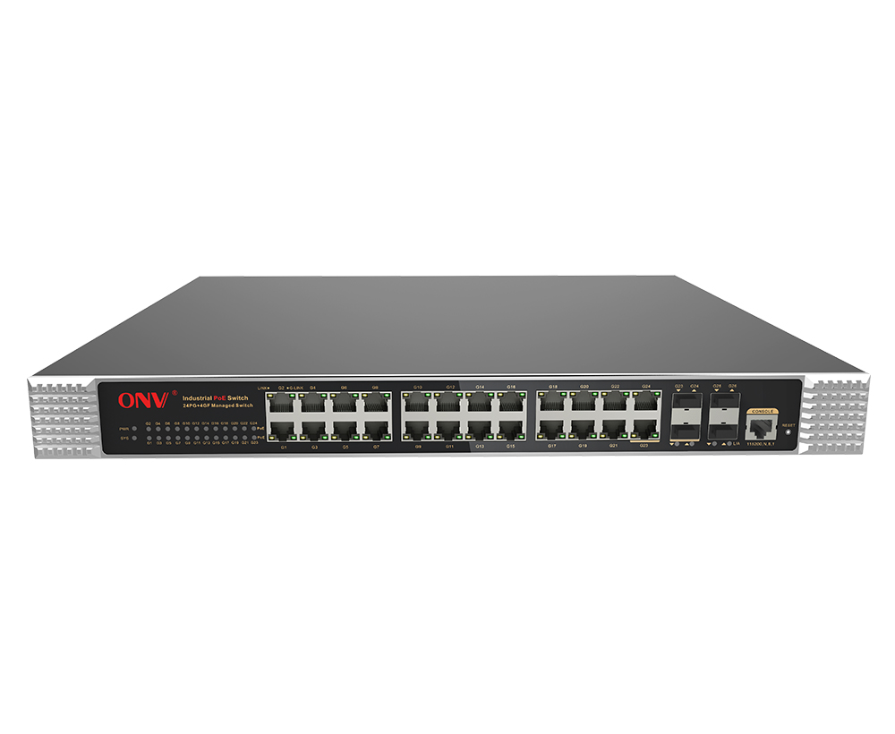 Conmutador PoE industrial gestionado L2 Gigabit de 26 puertos