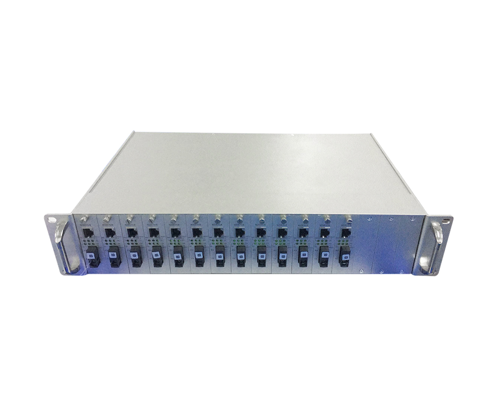 Convertidor de medios de fibra de 16 ranuras 2U rack