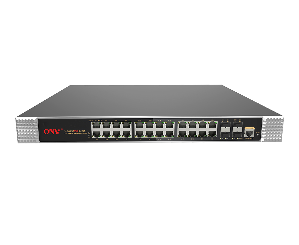 Conmutador PoE industrial gestionado L2 de 28 puertos Gigabit