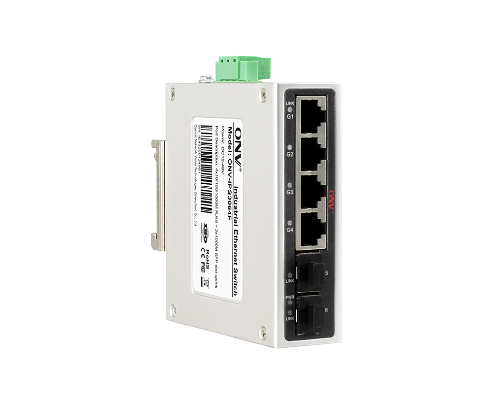 Conmutador Ethernet industrial de 6 puertos Gigabit