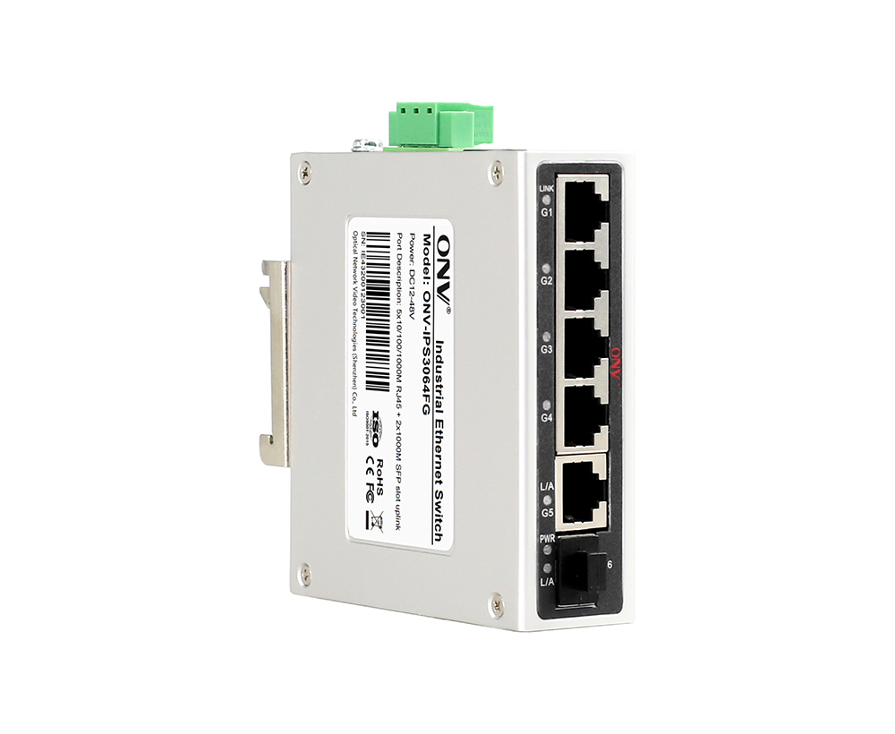 Conmutador Ethernet industrial de 6 puertos Gigabit