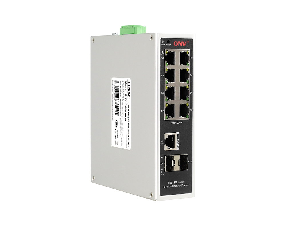 Conmutador Ethernet industrial gestionado Gigabit de 10 puertos
