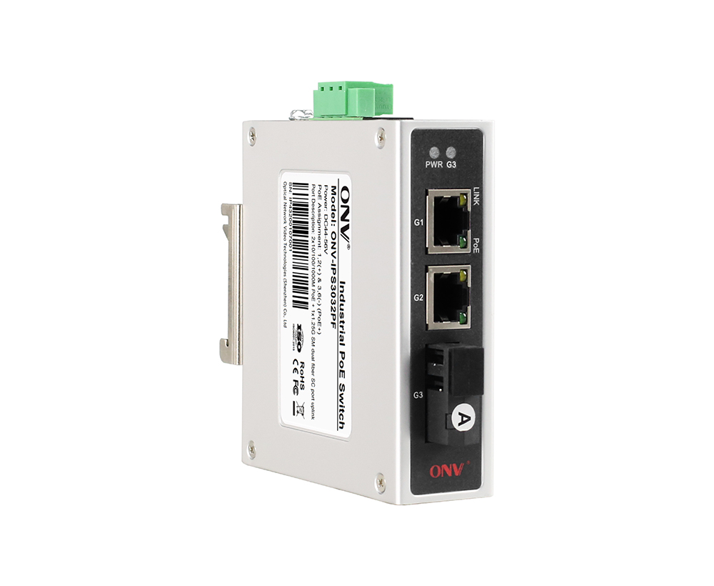 Conmutador PoE industrial de 3 puertos Gigabit