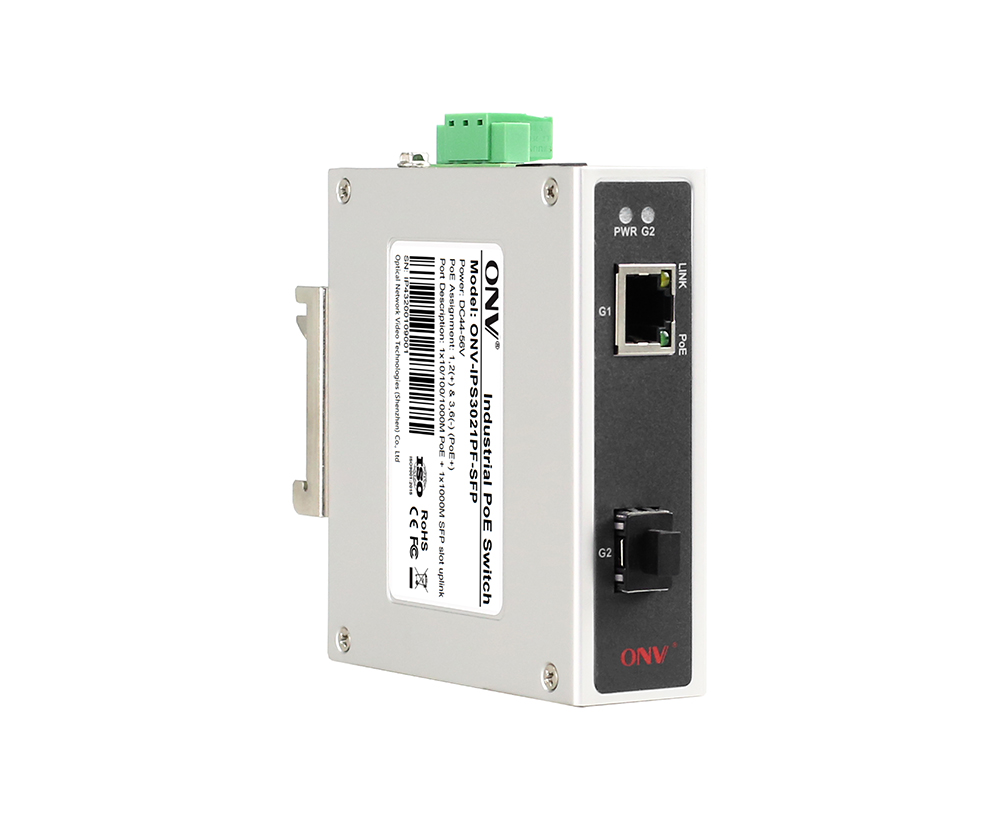 Conmutador PoE industrial de 2 puertos Gigabit