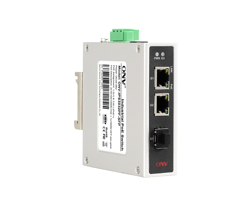 Conmutador PoE industrial de 3 puertos Gigabit