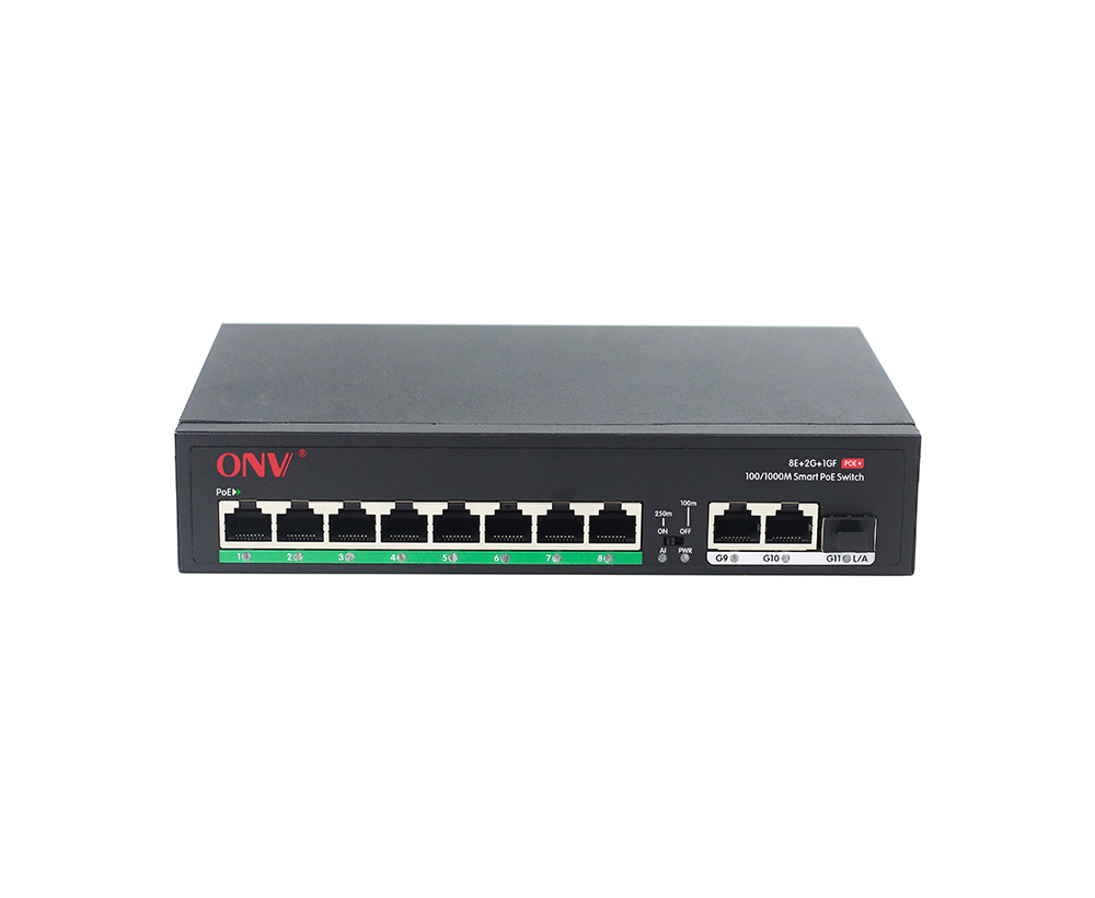 Conmutador PoE de 11 puertos Gigabit uplink