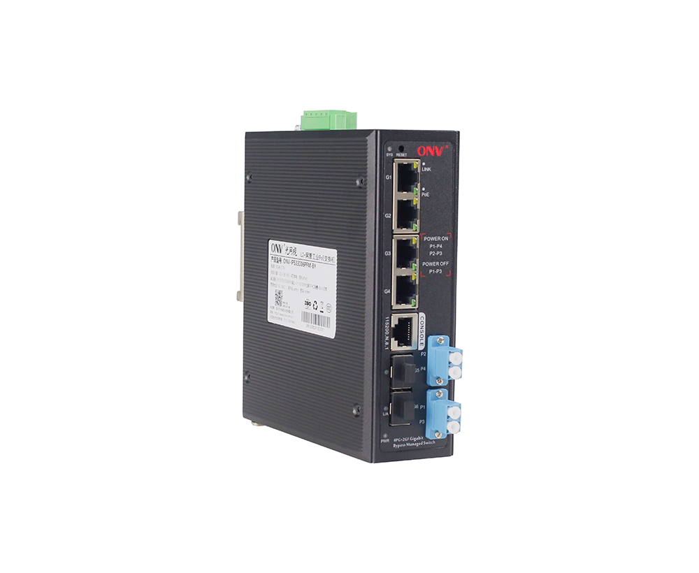 Conmutador PoE industrial de bypass gestionado L2 Gigabit de 6 puertos