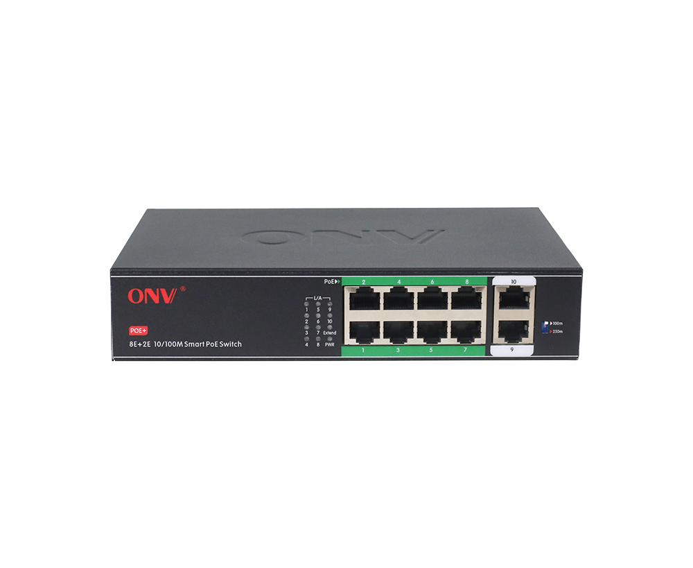 10M/250 metros transmisión 10/100M 10-port PoE switch