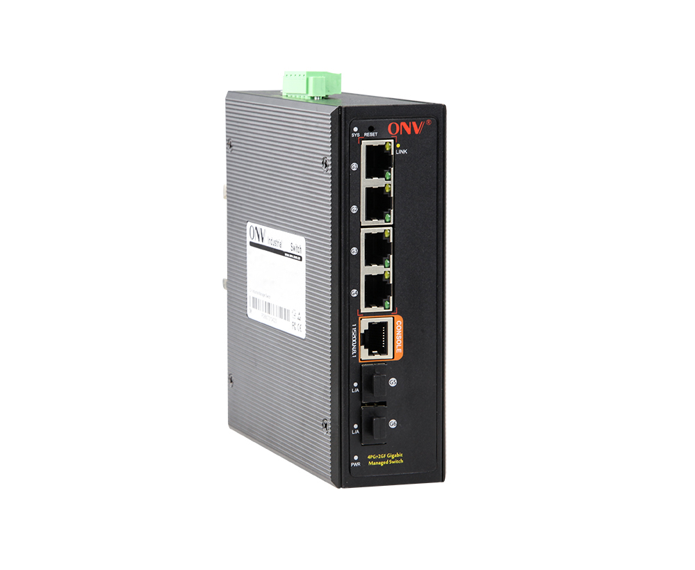 Conmutador Ethernet industrial gestionado L2 de 6 puertos Gigabit