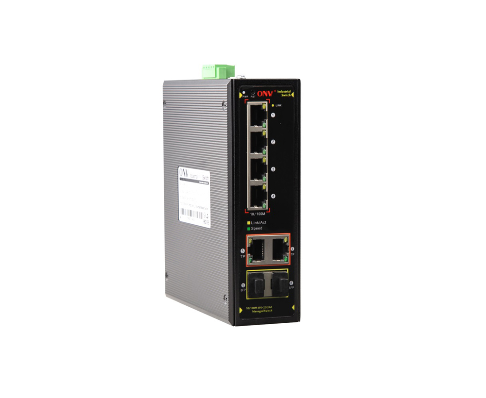Conmutador Ethernet industrial gestionado L2 de 6 puertos Gigabit uplink