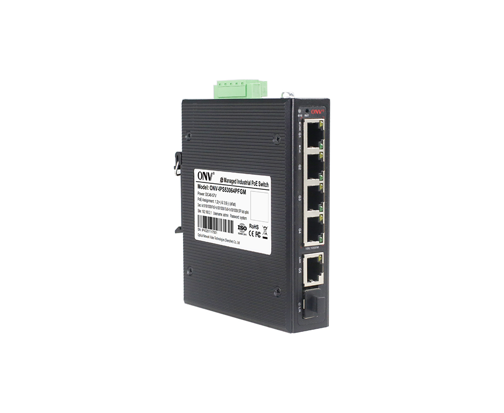 Conmutador PoE industrial de fácil gestión Gigabit de 6 puertos