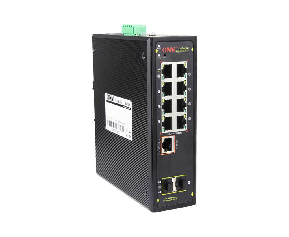 Conmutador Ethernet industrial gestionado L2 de 10 puertos Gigabit