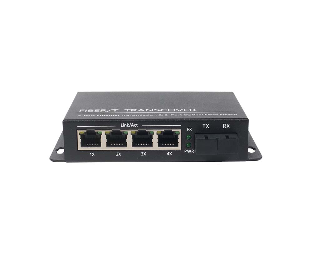 10/100M convertidor de medios de fibra dual de modo único de 5 puertos