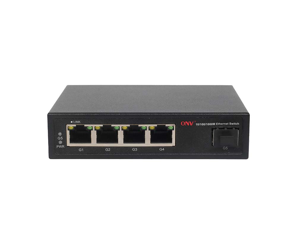 Convertidor de medios de fibra dual monomodo de 5 puertos Gigabit
